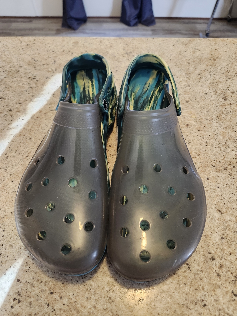 CROCS Green and Yellow Marble Classic Clog